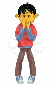 Royalty Free Clipart Image of a Boy Looking Surprised or Angry