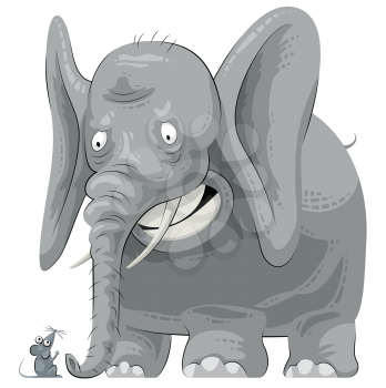 Royalty Free Clipart Image of an Elephant and Mouse