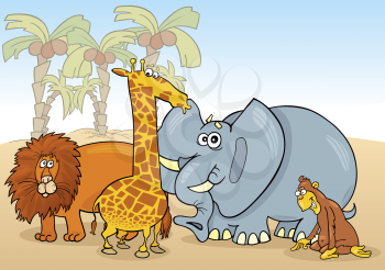 Royalty Free Clipart Image of a Group of African Animals