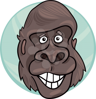 Royalty Free Clipart Image of a Smiling Ape's Face
