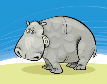 Royalty Free Clipart Image of a Funny Hippo