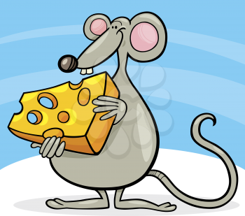 Royalty Free Clipart Image of a Cartoon Mouse With Cheese