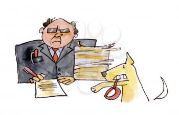 Royalty Free Clipart Image of a Businessman With a Dog
