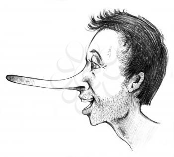 Royalty Free Clipart Image of a Man With a Long Nose