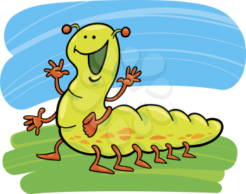 Royalty Free Clipart Image of a Caterpillar Waving