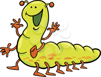 Royalty Free Clipart Image of a Happy Caterpillar