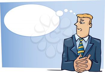 Royalty Free Clipart Image of a Man a Thought Bubble