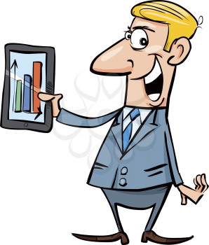 Royalty Free Clipart Image of a Businessman With a Tablet