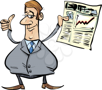 Royalty Free Clipart Image of a Businessman With a Newspaper