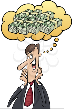 Royalty Free Clipart Image of a Man Thinking of Money