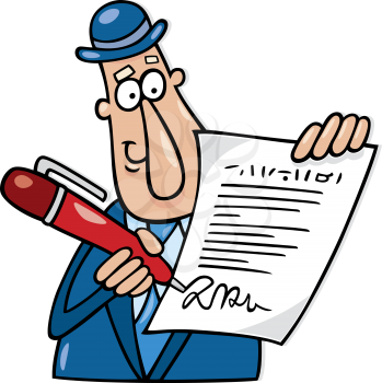 Royalty Free Clipart Image of a Man Writing on a Paper