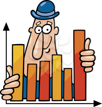 Royalty Free Clipart Image of a Man With a Bar Chart