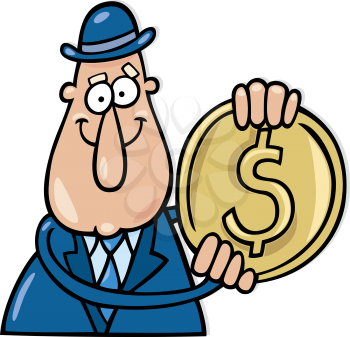 Royalty Free Clipart Image of a Man With a Coin