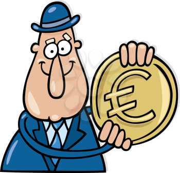 Royalty Free Clipart Image of a Man With a Euro