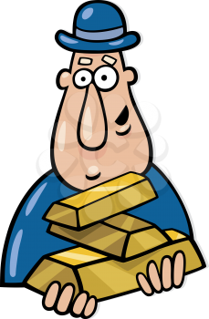 Royalty Free Clipart Image of a Man With Gold Bars
