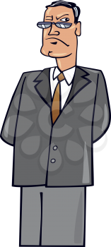 Royalty Free Clipart Image of a Stern Man in a Suit