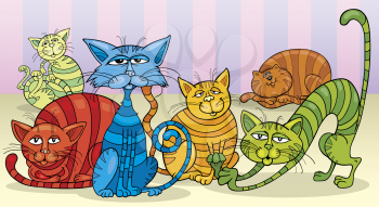 Royalty Free Clipart Image of a Group of Cats