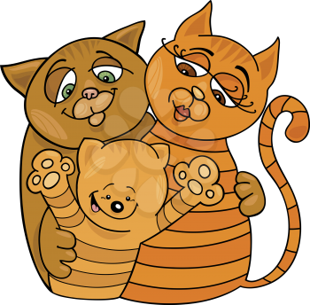 Royalty Free Clipart Image of a Cat Family