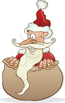 Royalty Free Clipart Image of Santa in a Sack