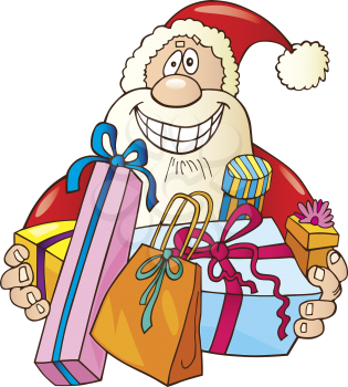Royalty Free Clipart Image of Santa With Gifts