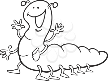 Royalty Free Clipart Image of a Happy Caterpillar