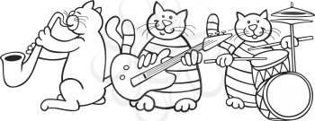 Royalty Free Clipart Image of Cats Playing Instruments
