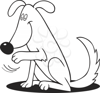 Royalty Free Clipart Image of a Dog With Its Paw Raised