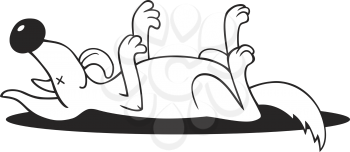 Royalty Free Clipart Image of a Dog Playing Dead