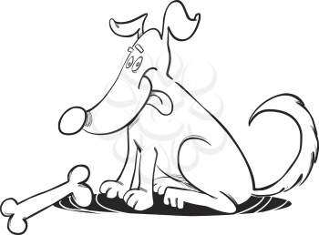 Royalty Free Clipart Image of a Happy Dog With a Bone