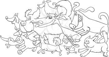Royalty Free Clipart Image of Running Dogs