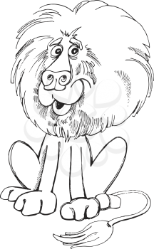 Royalty Free Clipart Image of a Smiling Lion