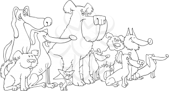 Royalty Free Clipart Image of a Group of Dogs Sitting