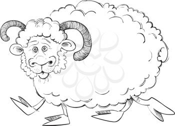 Royalty Free Clipart Image of a Ram Sheep for Colouring