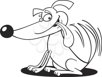 Royalty Free Clipart Image of a Dog in a Wagging Tail