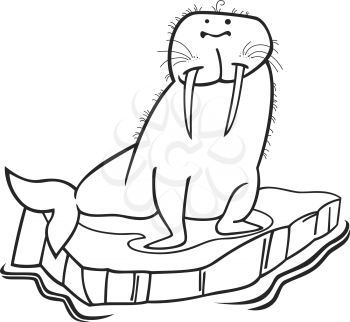 Royalty Free Clipart Image of a Walrus on Ice