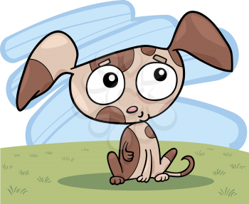 Royalty Free Clipart Image of a Cute Puppy Outside