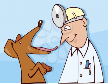 Royalty Free Clipart Image of a Vet With a Dog