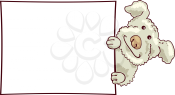 Royalty Free Clipart Image of a Poodle With a Sign