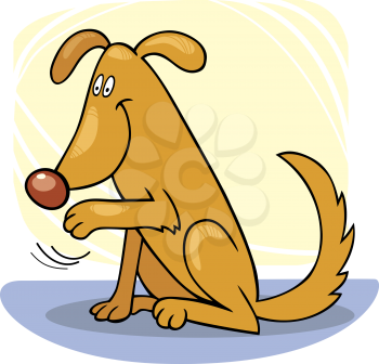 Royalty Free Clipart Image of a Dog With Its Paw Up