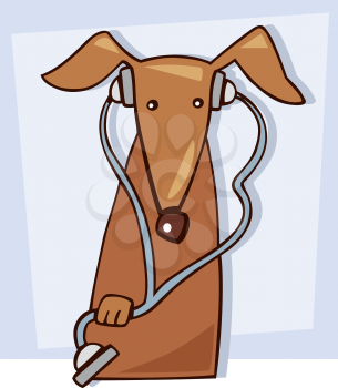 Royalty Free Clipart Image of a Dog With a Stethoscope
