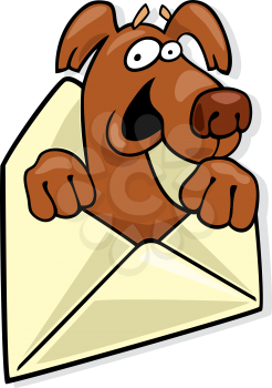 Royalty Free Clipart Image of a Dog in an Envelope