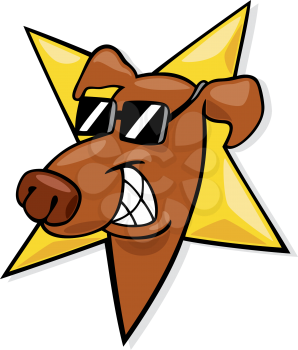 Royalty Free Clipart Image of a Dog in Front of a Star