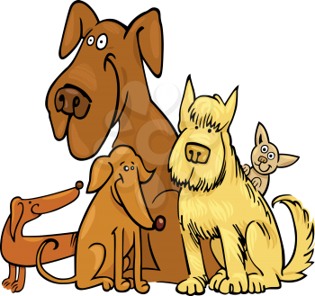 Royalty Free Clipart Image of a Group of Five Dogs