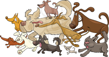 Royalty Free Clipart Image of Running Dogs