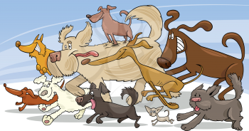 Royalty Free Clipart Image of a Group of Running Dogs