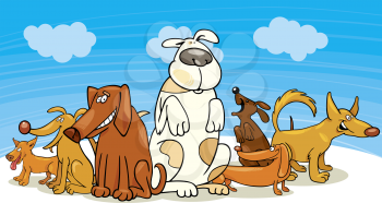 Royalty Free Clipart Image of a Group of Dogs