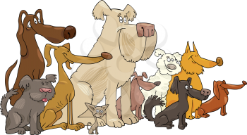 Royalty Free Clipart Image of a Group of Sitting Dogs
