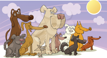 Royalty Free Clipart Image of a Group of Sitting Dogs