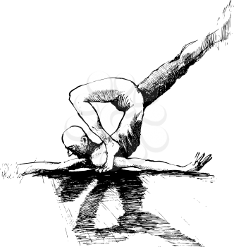 Royalty Free Clipart Image of a Sketch of an Acrobat