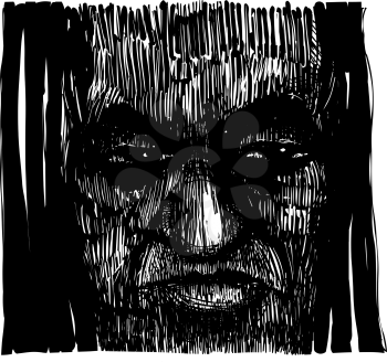 Royalty Free Clipart Image of a Drawing of a Dark Man